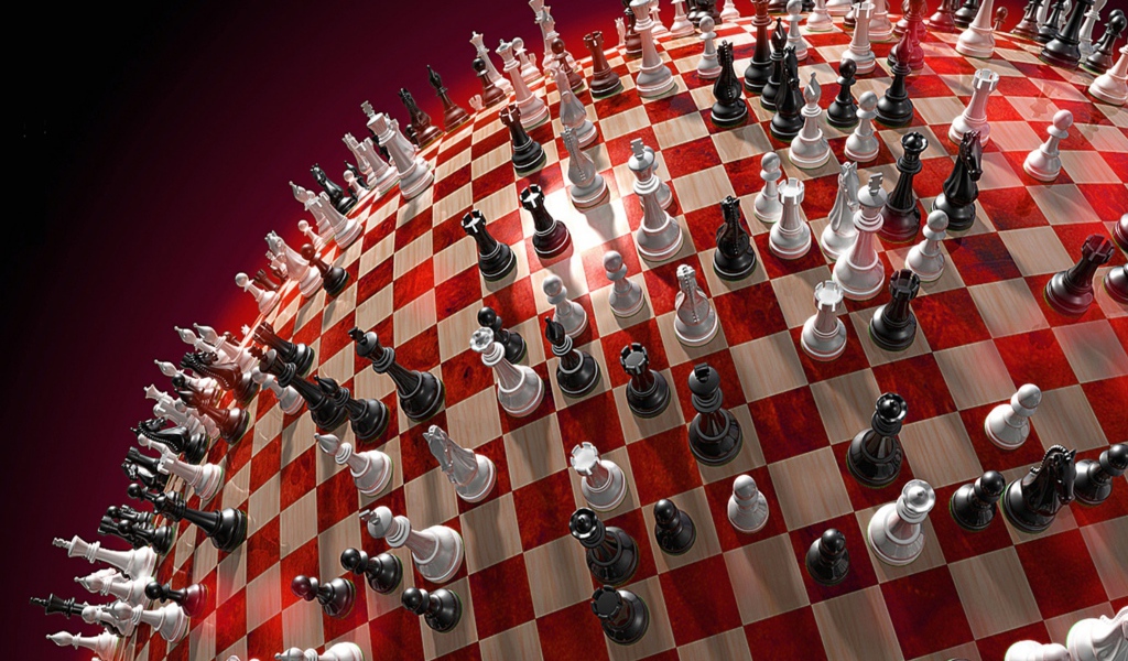 Шахматы на круглой шахматной доске, 3д графика