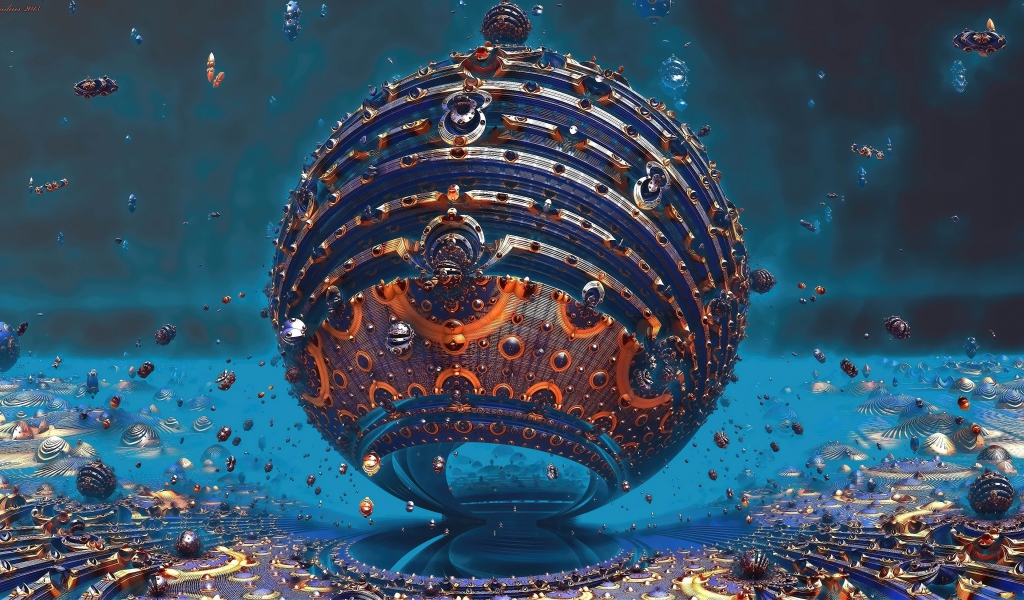 Фрактальная 3д сфера крупным планом