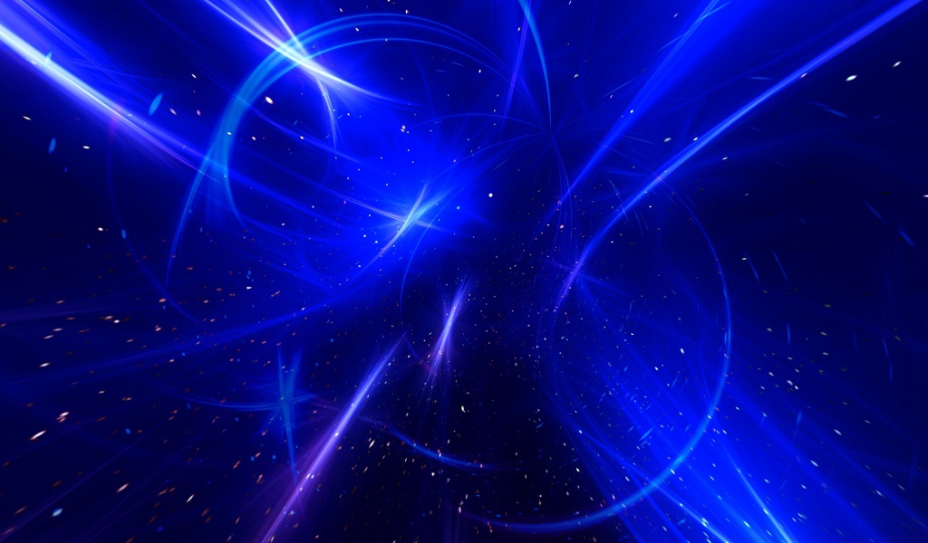 Сверкающие белые полосы на голубом фоне, абстракция 