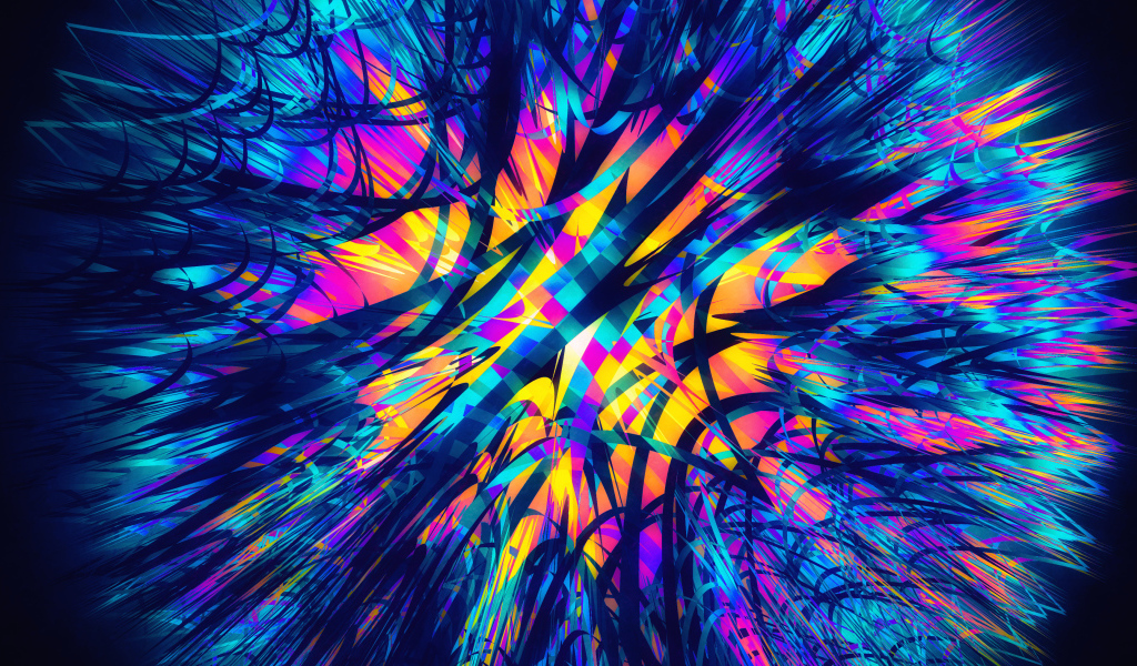 Разноцветный абстрактный рисунок на синем фоне