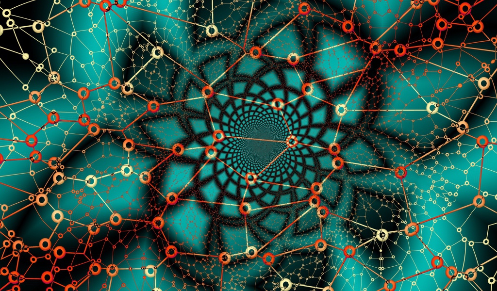 Узор из линий с кругами на голубом фоне