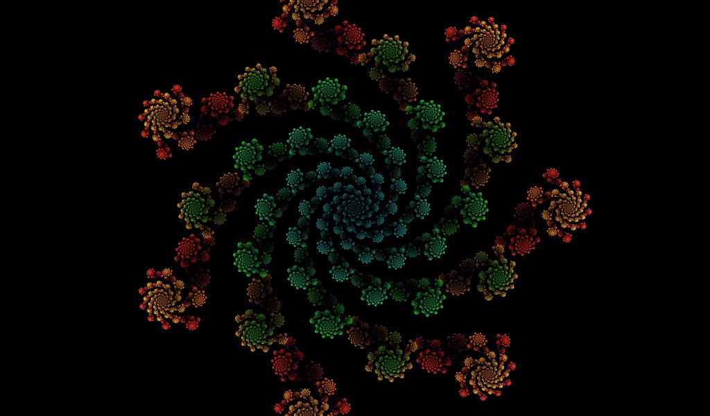 Узорный фрактальный рисунок на черном фоне