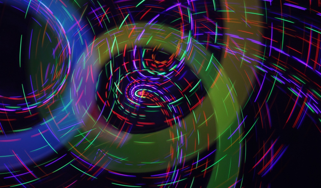 Вращающиеся разноцветные неоновые лучи 