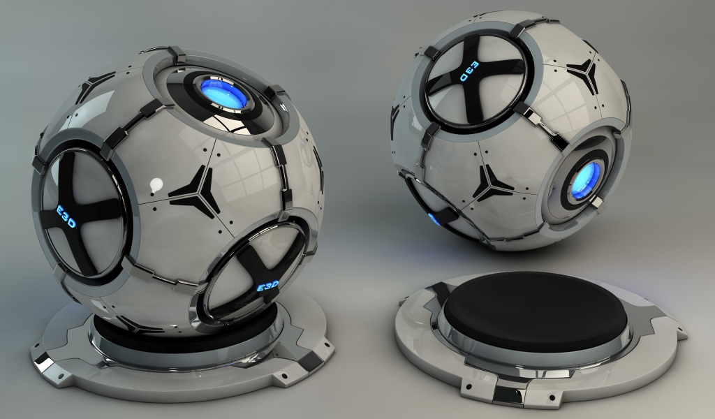 Две сфера на сером фоне, 3д графика