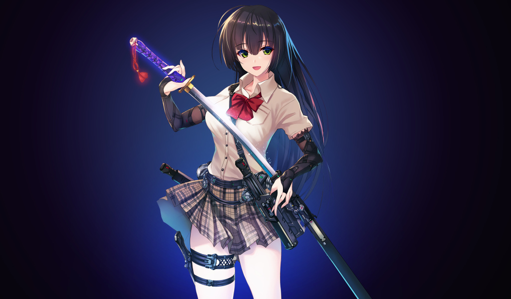 Девушка аниме с самурайским мечом