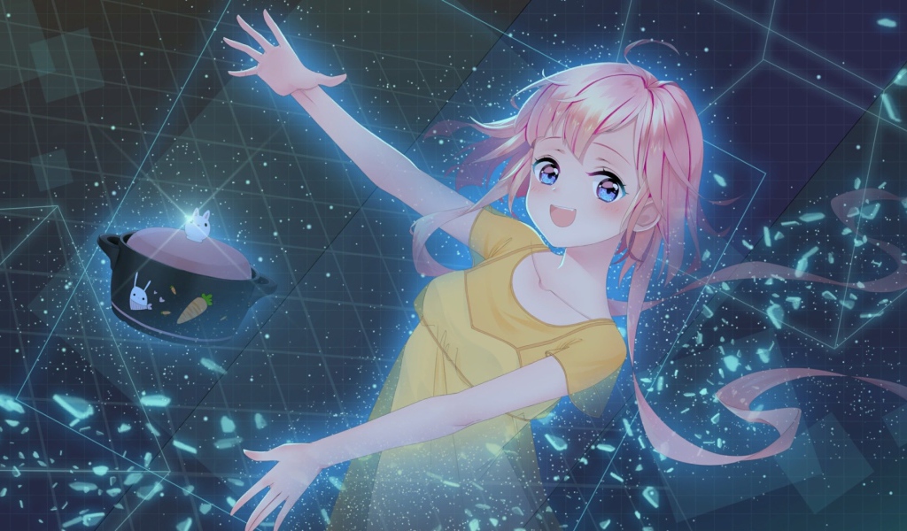 Красивая девушка аниме с розовыми волосами 