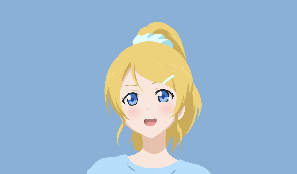 Голубоглазая девушка аниме с желтыми волосами