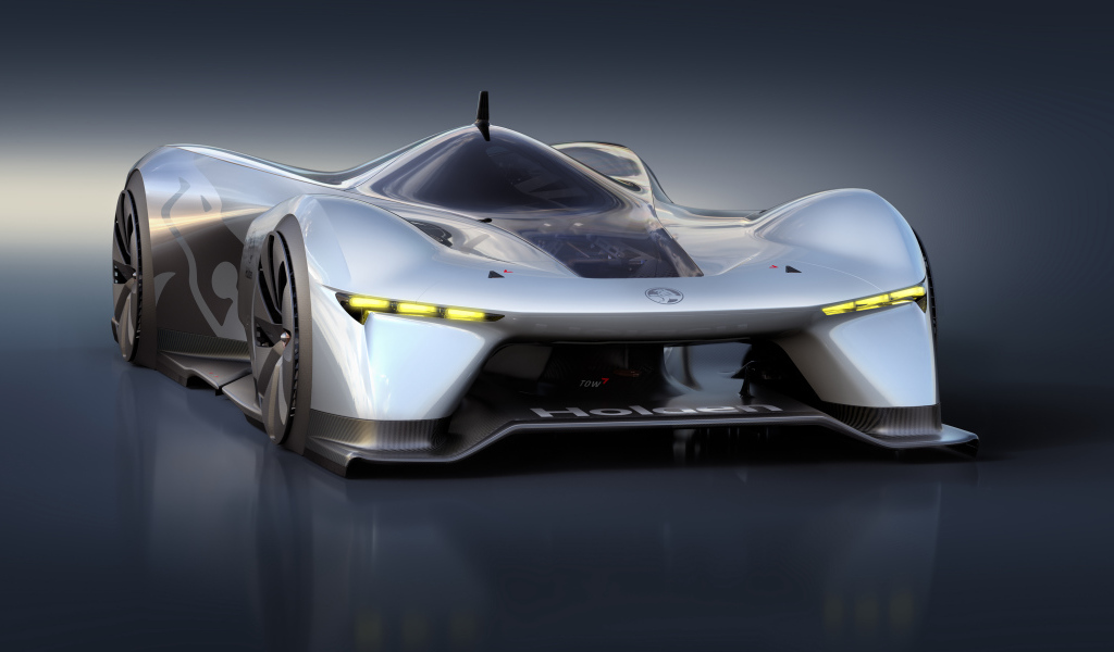 Футуристический автомобиль Holden Time Attack Concept на сером фоне