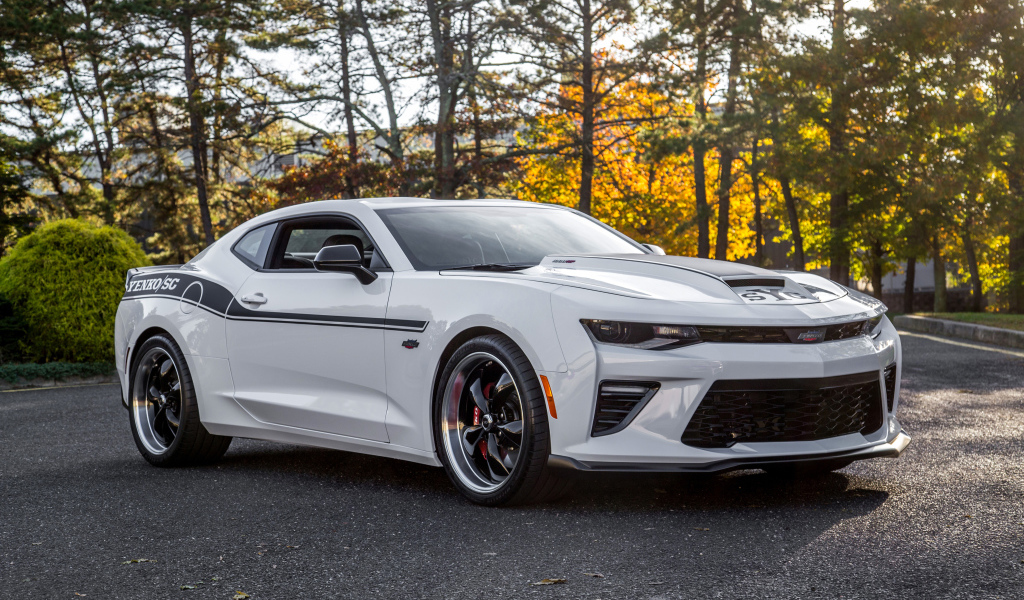Белый быстрый автомобиль Chevrolet Camaro, 2018 года