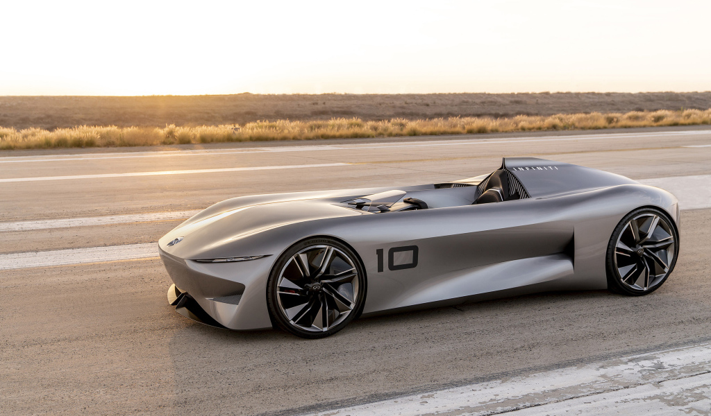 Серебристый автомобиль Infiniti Prototype 10 Concept 2018