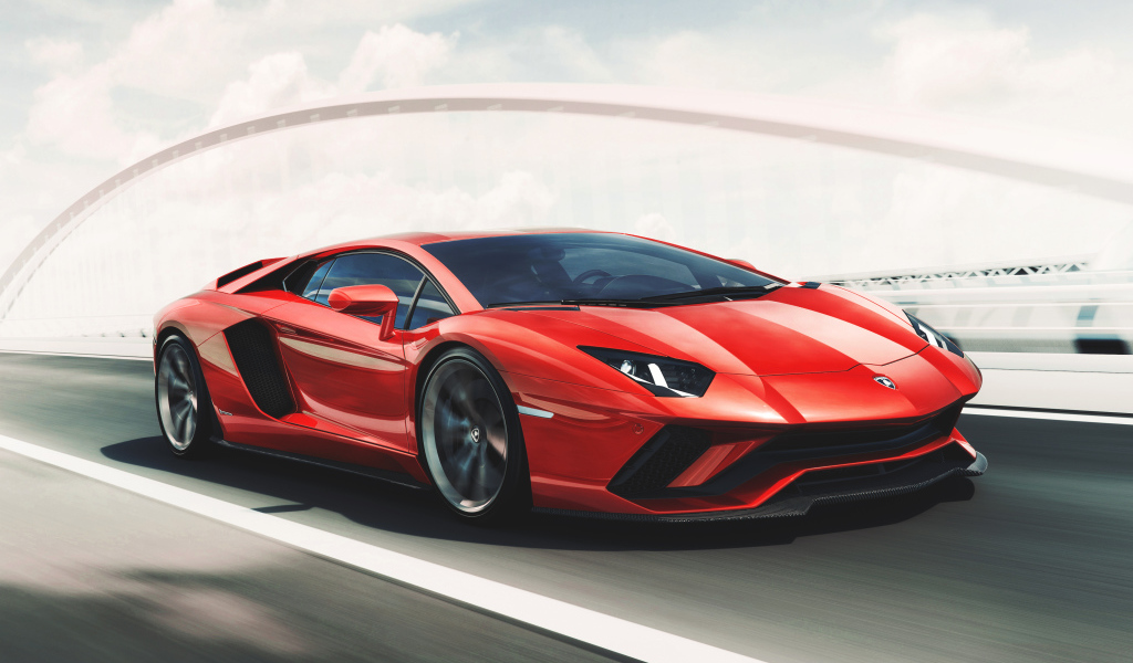 Красный спортивный автомобиль Lamborghini Aventador