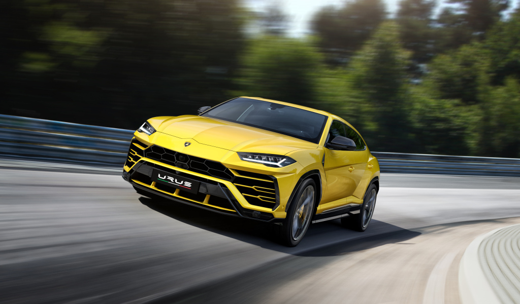 Желтый внедорожник  Lamborghini Urus, 2018