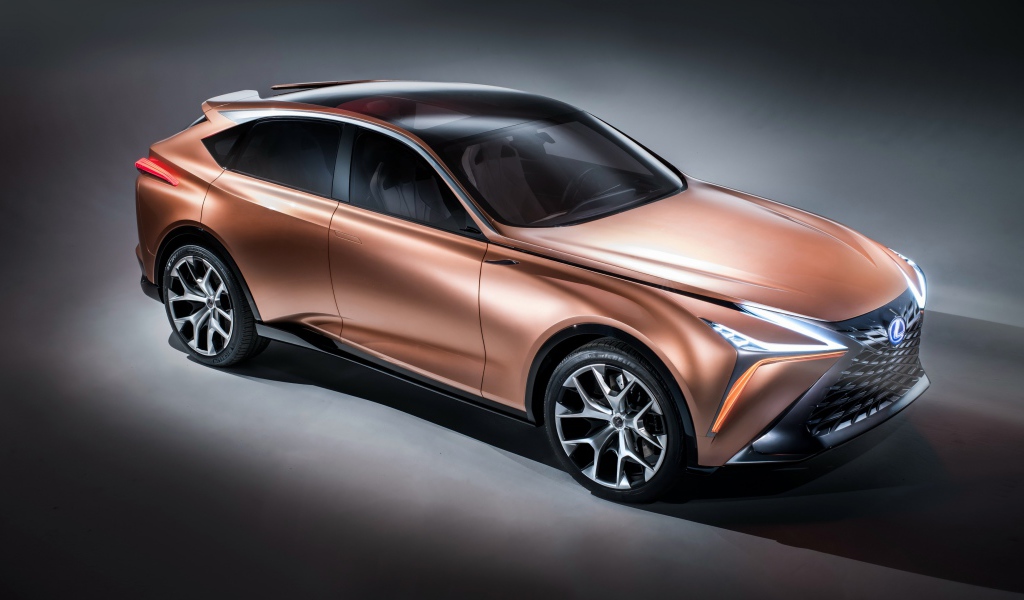 Автомобиль Lexus LF 1, 2018 на сером фоне