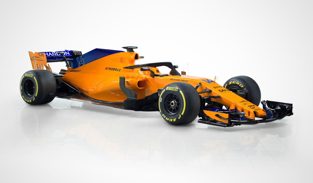 Гоночный автомобиль McLaren MCL33 F1, 2018 на сером фоне
