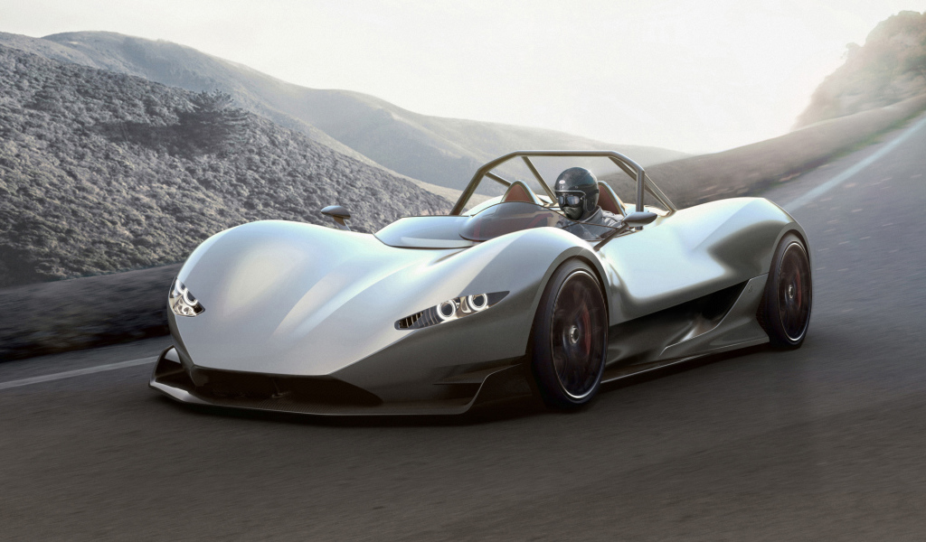 Серебристый спортивный автомобиль Aznom SerpaS, 2018