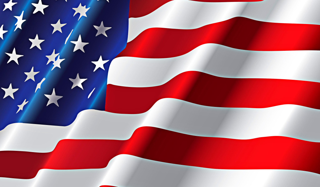 Американский флаг развевается 