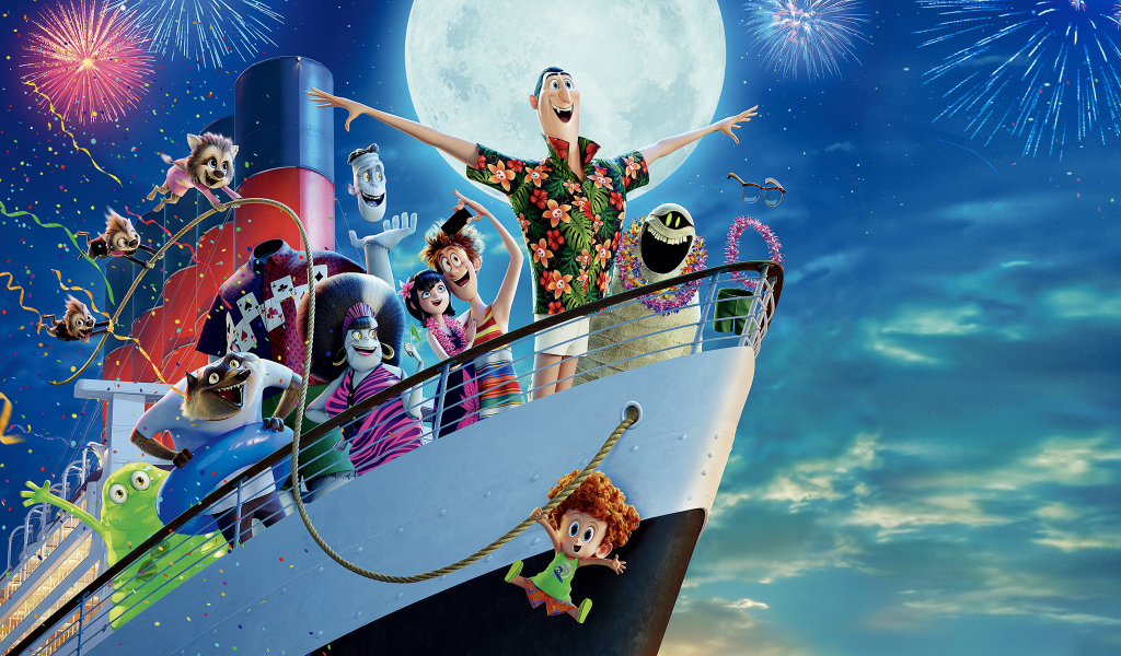 Heroes of the cartoon Monsters on vacation 3. The sea calls on the ship