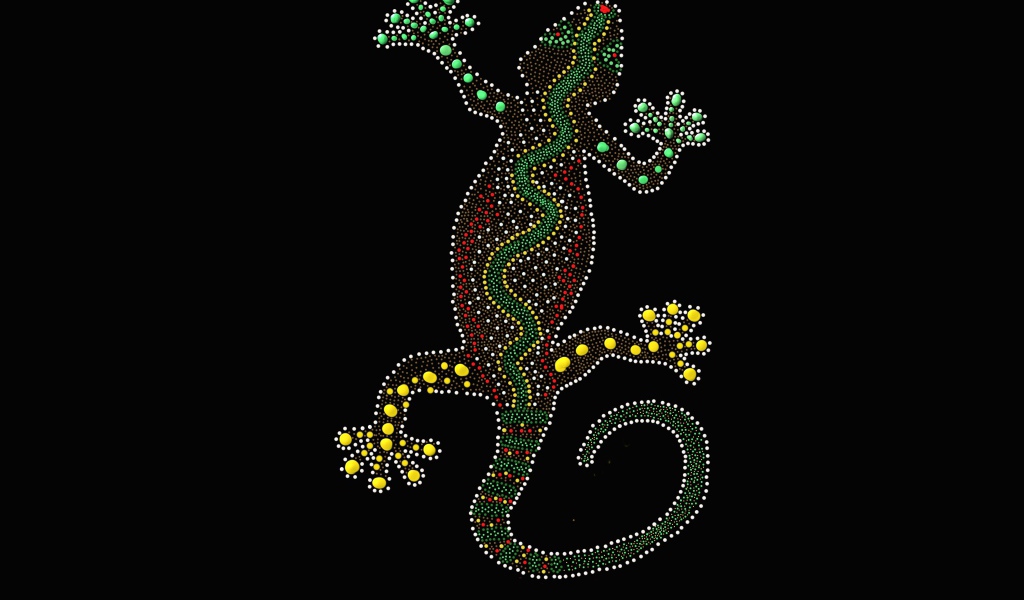 Блестящий геккон на черном фоне