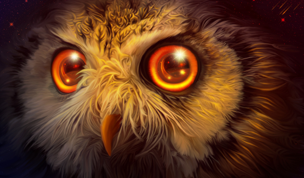 Mystic Owl with Yellow Eyes Fantasy