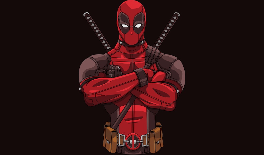 Супергерой Дэдпул на черном фоне