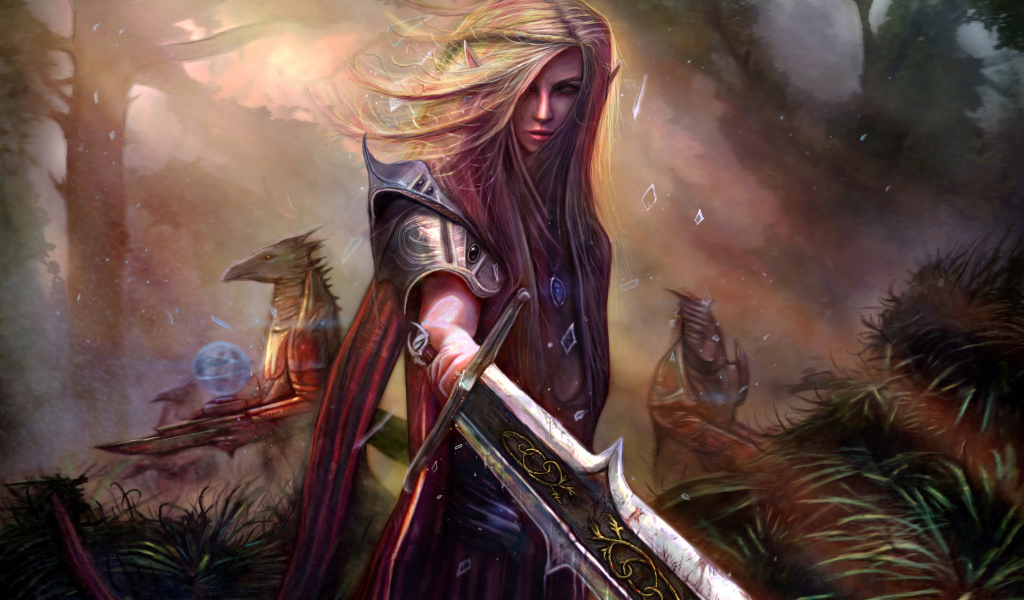 Женщина воин с мечом, фэнтези