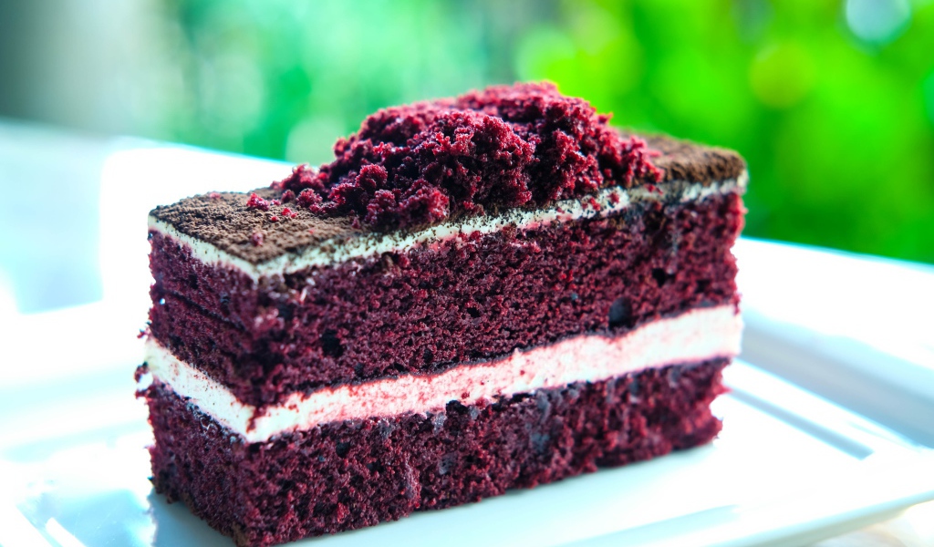 Аппетитный кусок торта с кремом