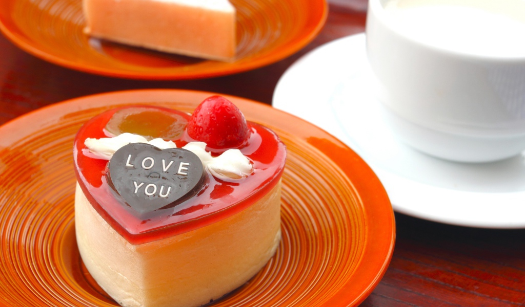 Аппетитное пирожное желе с шоколадным сердечком