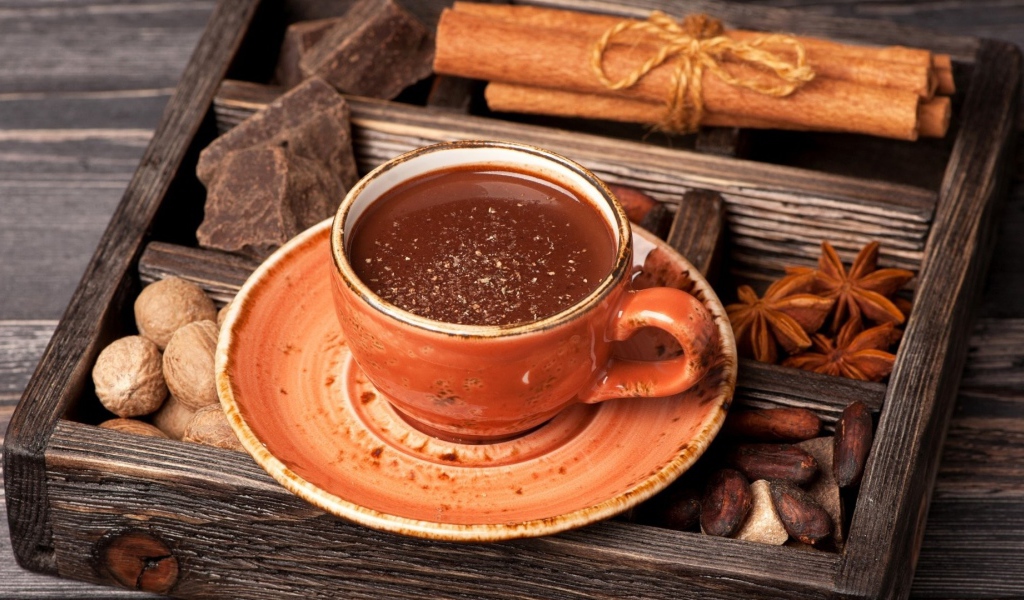 Чашка горячего шоколада со специями 