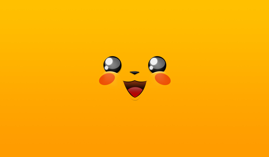 Лицо покемона Пикачу на желтом фоне