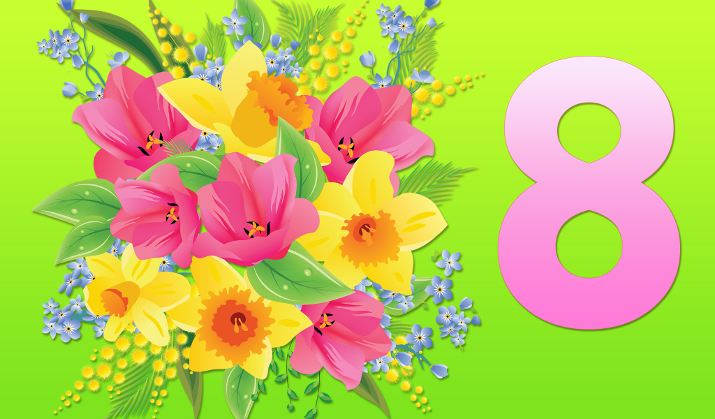 Открытка на 8 марта с красивым букетом