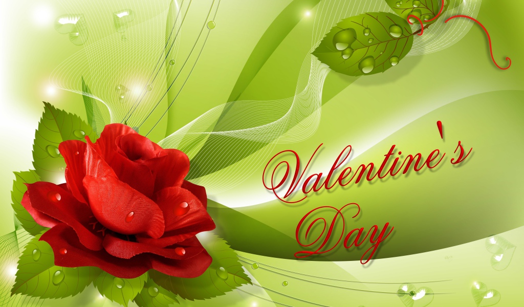 Графическая открытка с розой и надписью на день Святого Валентина