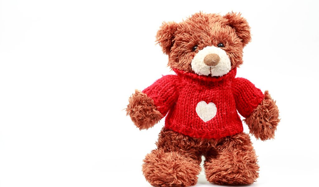 Плюшевый медвежонок Тедди в красном свитере с сердечком, подарок на день влюбленных 