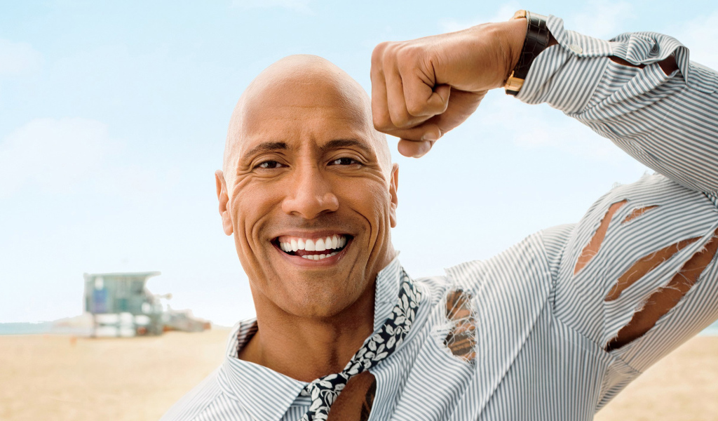 Красивый улыбающийся мужчина, актер Дуэйн Джонсон