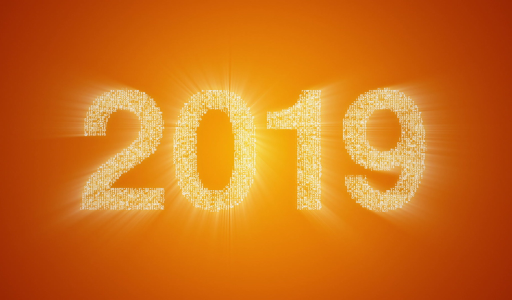Цифры 2019 на оранжевом фоне 