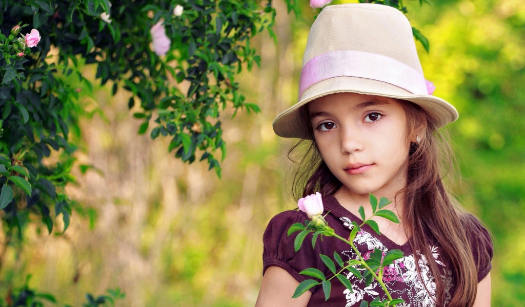Маленькая кареглазая девочка в шляпе