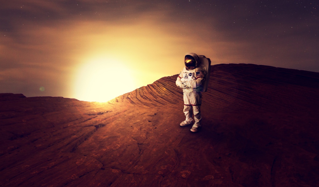 Астронавт на поверхности Марса