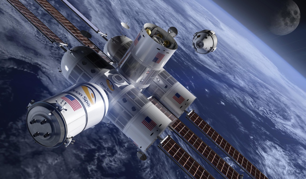 Космическая станция Aurora в космосе 