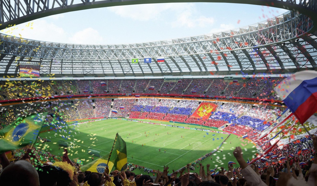 Болельщики на стадионе Чемпионата мира по футболу в России 2018