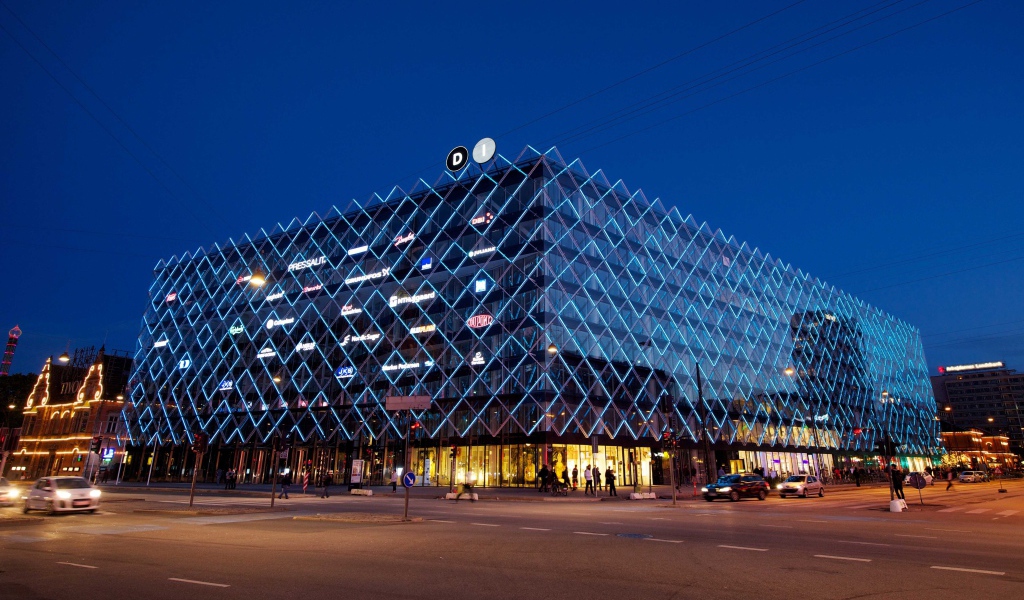 Красивое здание торгового центра города Копенгаген, Дания