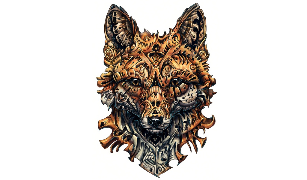 Лиса на белом фоне, татуировка