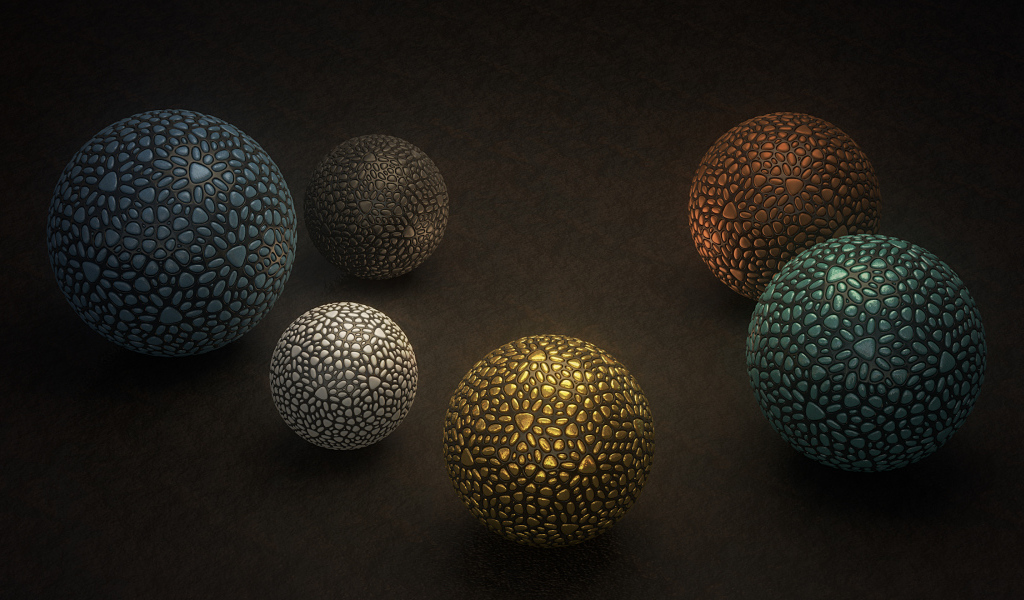 Разноцветные шары 3д графика на сером фоне