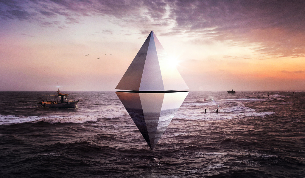 Пирамида 3д над океаном 