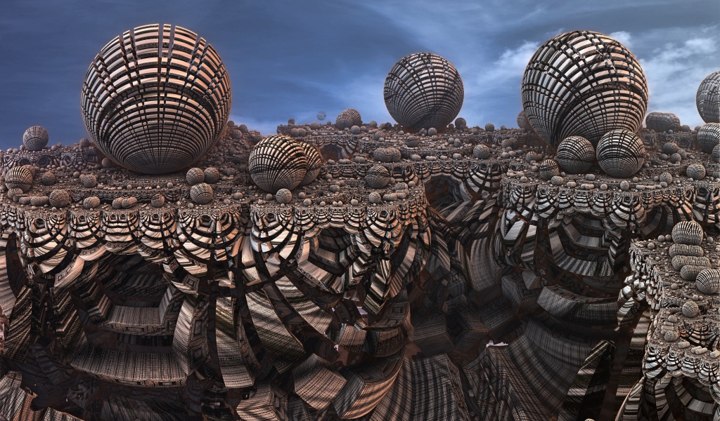 Шары на необычной поверхности 3д графика