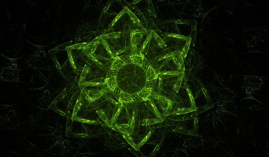 Красивая абстрактная зеленая звезда на черном фоне