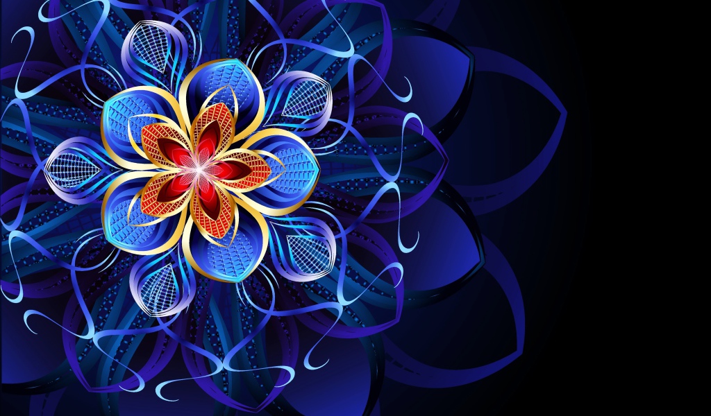 Красивый абстрактный неоновый рисунок на черном фоне