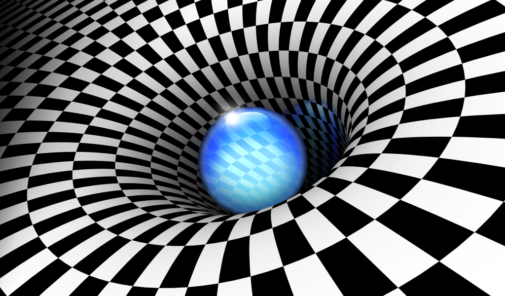 Черно - белая воронка с неоновым шаром