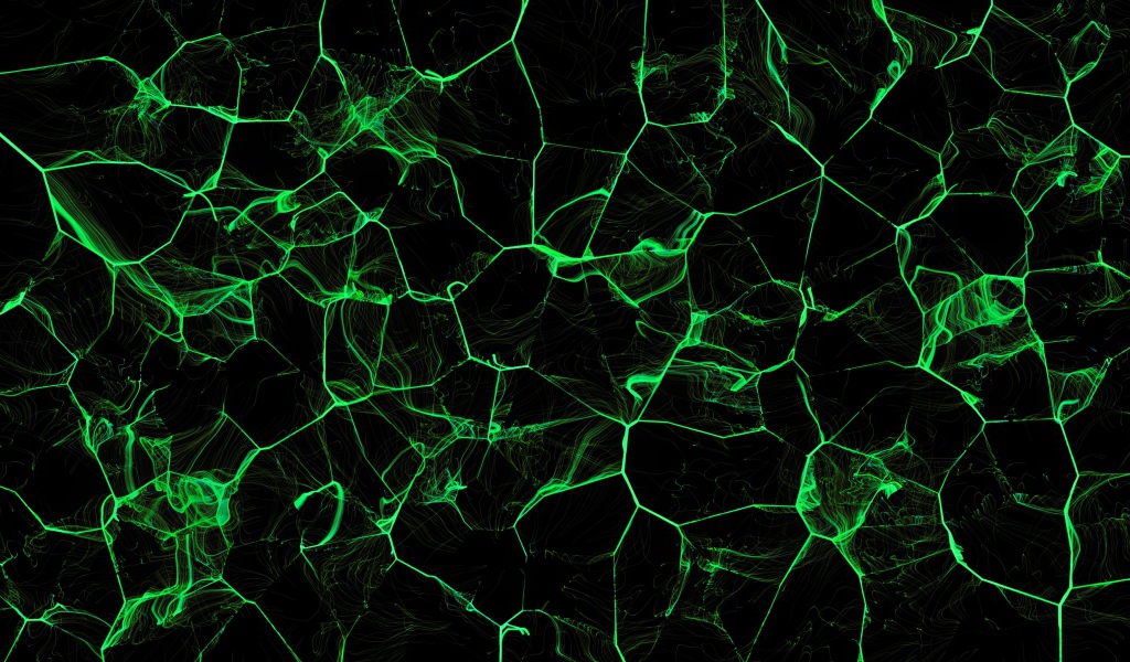 Зеленые абстрактные линии на черном фоне
