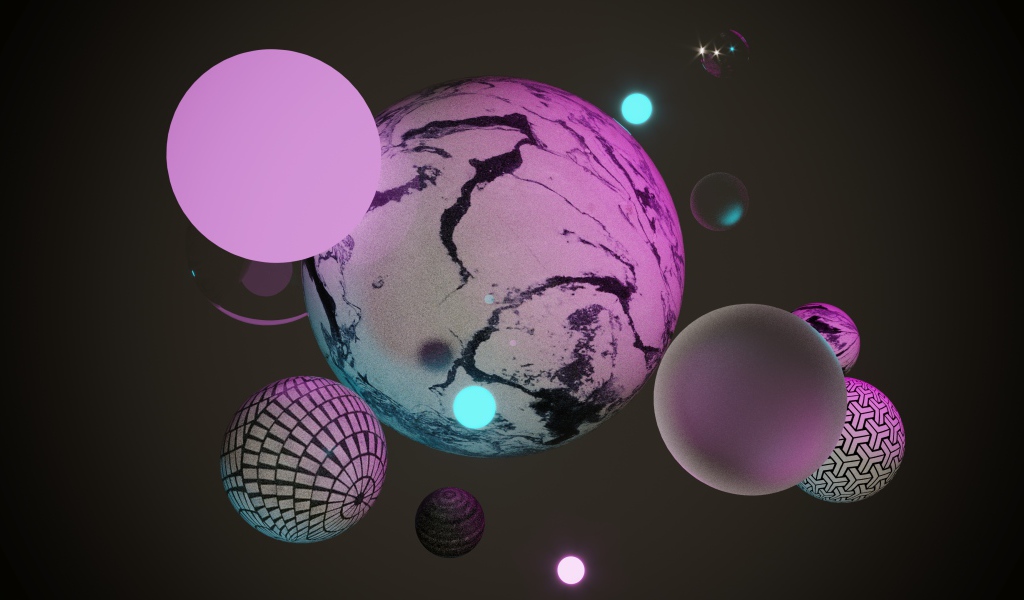 Большие шары разного размера в воздухе