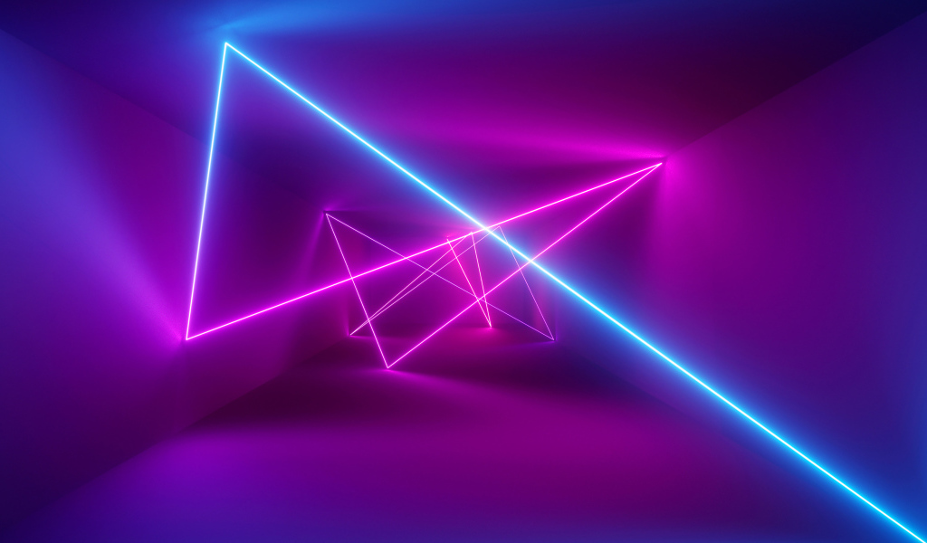 Лазерные лучи в белой комнате 