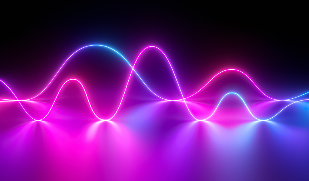 Неоновые волны на сиреневом фоне